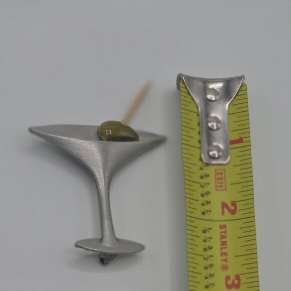 Vintage Jewelry Signed JJ Jonette Martini Cocktail w Olive Brooch - Picture 5 of 5